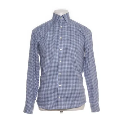 Shirt (Blauw, Wit) van Olymp Katoen, Elastaan