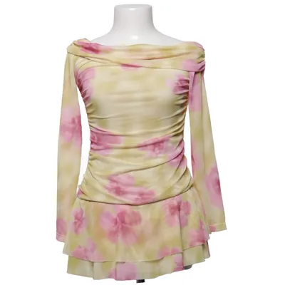 Robe (Chila off shoulder kjole med blomster - Gul/lyserød) de Design by Si Élasthane, Polyester, Viscose