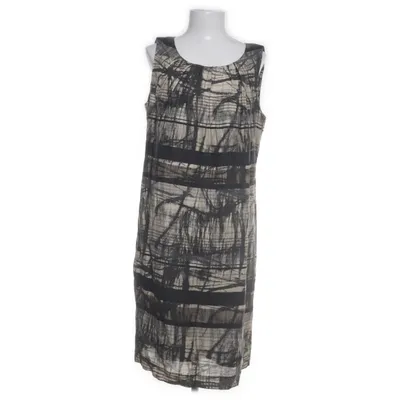 Dress (Black, Beige) from Flare Collection Linen, Polyamide