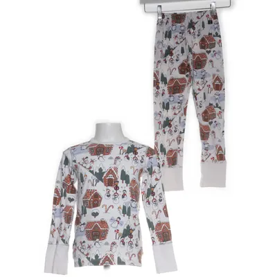 Pyjamas (Vit, Flerfärgad) från Polarn O. Pyret Elastan, Ekologisk bomull