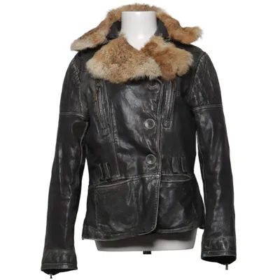 Leather jacket (Gray, Brown) from Company and Co Cotton, Leather, Polyester