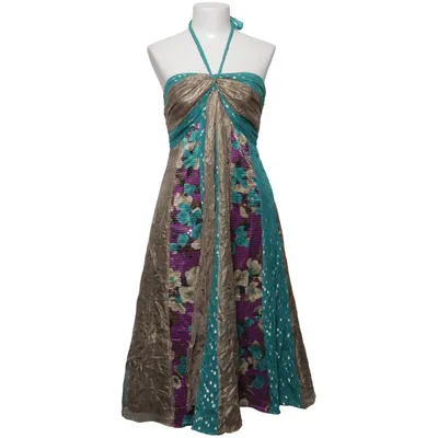 Neckholderkleid (Grün, Lila, Beige) von Monsoon Metallfaser, Polyester, Seide