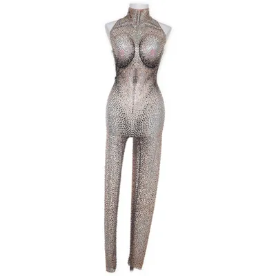 Combinaison (Rhinestone Bodycon Jumpsuit ) de Bella Barnett