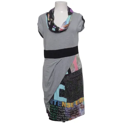 Jurk (Grijs, Meerkleurig) van Mandarin Elastaan, Polyester, Viscose