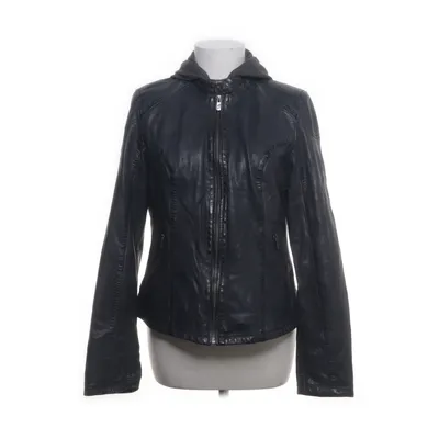 Leather jacket (Blue) from Jilani Collection Cotton, Polyester, Leather