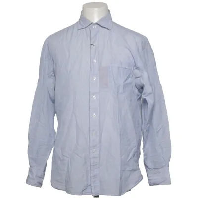Shirt (Blue, White) from Drakes Cotton, Linen