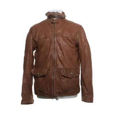 Leather jacket (Brown) from Massimo Dutti Cotton, Leather, Wool