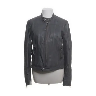 Leather jacket (Gray) from Saint Tropez Cotton, Polyester, Leather