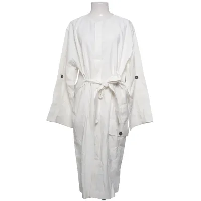 Robe chemise (Blanc) de Massimo Dutti Coton, Lin, Viscose
