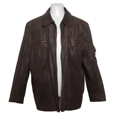 Veste en cuir (Marron) de Larusso Coton, Cuir, Polyester