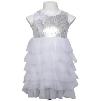 Flower girl dress (White, Silver) from Akku Girls