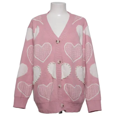Cardigan (Rose, Blanc) de Shein Curve Acrylique