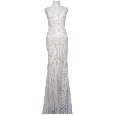 Evening gown (White, Beige) from Dennis Maglic Cotton, Polyester
