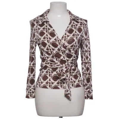 Wickelbluse (Braun, Weiß) von Diane von Furstenberg Seide