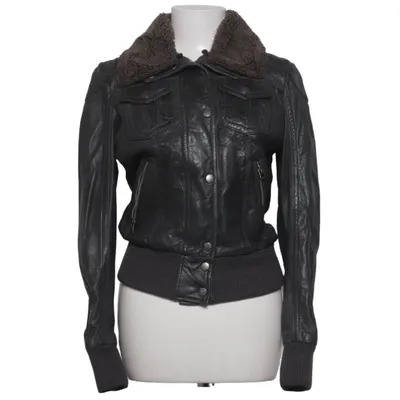 Leather jacket (Gray) from Gipsy Acrylic, Cotton, Elastane, Leather, Polyester
