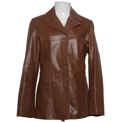 Leren jas (Bruin) van Saki Leer, Polyester