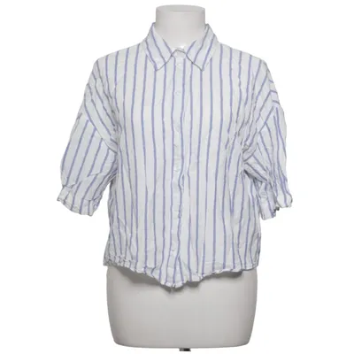 Korte mouwen shirt (Wit, Blauw) van H&M Premium Quality Linnen, Viscose