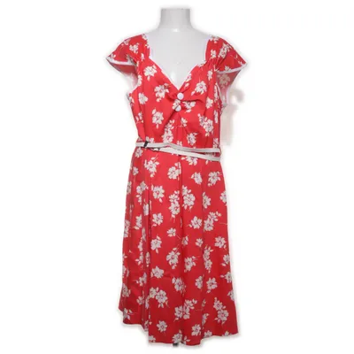 Klänning (Röd, Vit) från Lady Vintage Bomull, Elastan