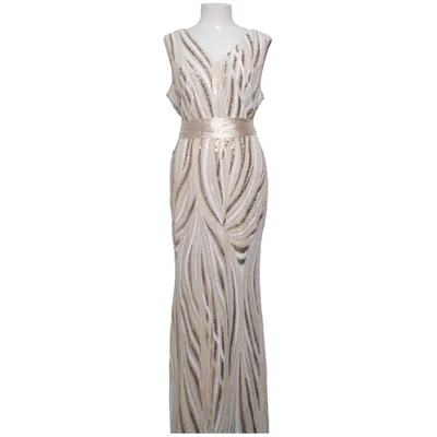 Evening gown (Beige, Gold, White) from Ezclozet Elastane, Polyester