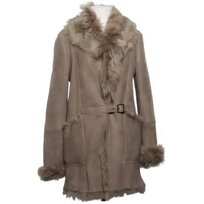 Shearling jas (Beige) van Oakwood Leer, Konijnenbont