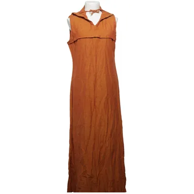Maxi dress (Orange) from Usha Cotton, Linen, Viscose