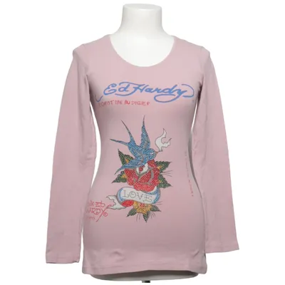 Langærmet t-shirt (Pink) fra Ed Hardy Bomuld, Elastan