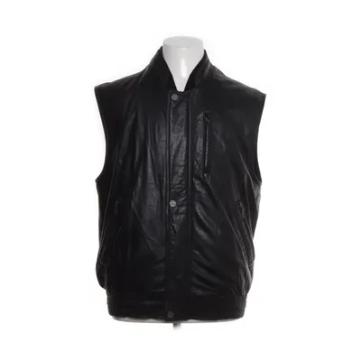 Leather vest (Black) from Trapper Leather, Polyester, Viscose