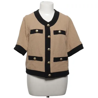 Cardigan (Beige, Noir) de Veronica Virta Acrylique, Coton, Viscose