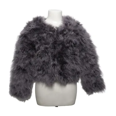 Fjäderjacka (Grå) Rävpäls, Polyester, Kaninpäls