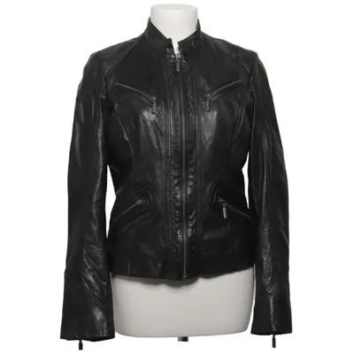 Läderjacka (Svart) från Saki Collection Skinn, Polyester