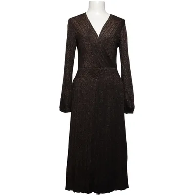 Wickelkleid (Schwarz, Gold) von Hallhuber Donna Metallfaser, Polyester, Viskose