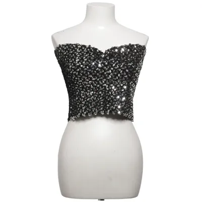 Top tube (Noir, Argent) de Ariella Acétate, Acrylique, Coton, Nylon, Polyester