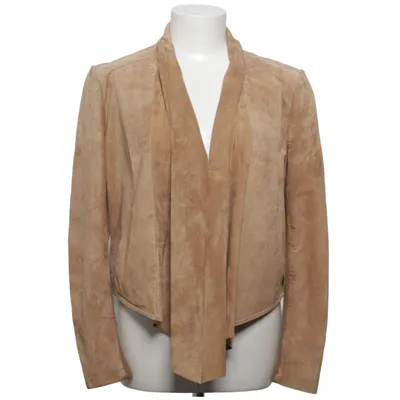 Leren jack (Beige) van Petroff Acryl, Leer, Polyester