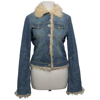 Foret Jeansjakke (Blå, Beige) fra Topshop Moto Akryl, Bomuld, Polyester