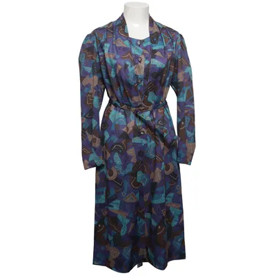 Klänning (Blå, Brun, Flerfärgad) Polyester, Ull