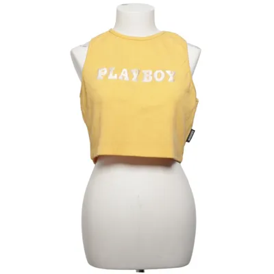Crop top (Jaune) de Playboy x Missguided Coton, Élasthane, Polyester