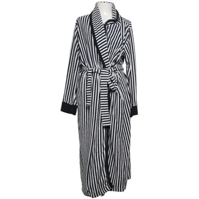 Bathrobe (Black, White) from Ulla Popken Cotton, Polyester