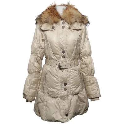 Dunfrakke (Beige) fra Pellessimo Dun, Fjer, Rævepels, Polyester