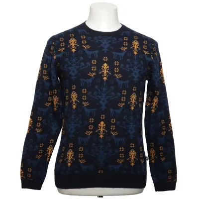 Julesweater (Blå, Gul) fra Boomerang Alpacauld, Merinould, Polyamid, Viscose