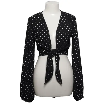 Wrap blouse (Black, White) from Gina Tricot Elastane, Polyester