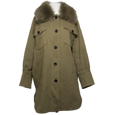 Manteau d'hiver (Vert) de Meotine Coton, Fourrure de renard, Polyester, Viscose