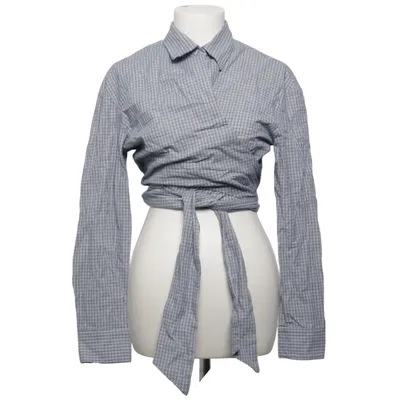 Wrap blouse (Blue, White) from Musier Paris Cotton