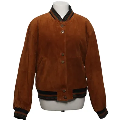 Leather jacket (Brown) from Lindex Acetate, Leather, Polyamide, Polyester