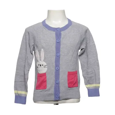 Strickjacke (Grau, Blau, Pink) von Young Dimension Baumwolle, Nylon, Viskose