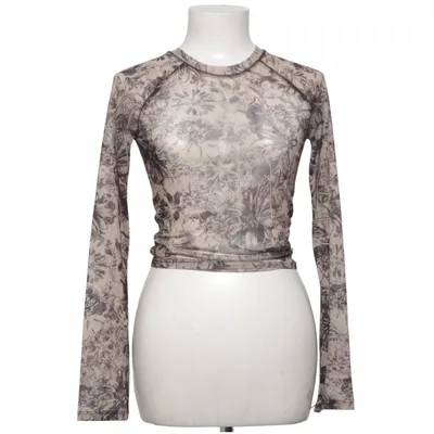 Blouse (Beige, Black) from Bershka Elastane, Polyester