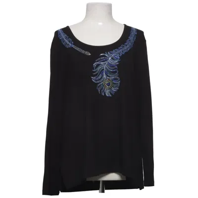 T-shirt à manches longues (Noir) de Pompöös Élasthane, Viscose