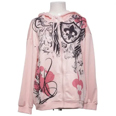 Hoodie (Pink, Black) from Romwe Polyester
