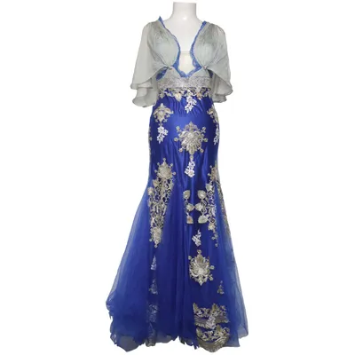 Robe de soirée (Bleu, Or, Blanc) de Mega Life Polyester