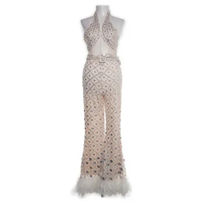 Jumpsuit (Beige, White, Silver) from ASOS Luxe Polyester