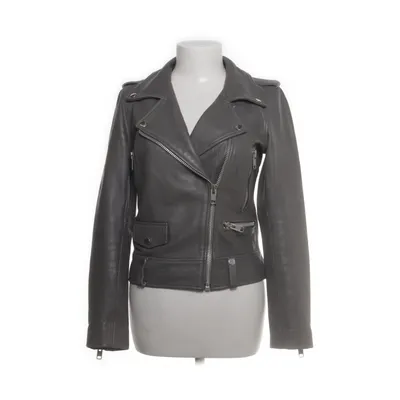 Biker jacket (Gray) from Munderingskompagniet Leather, Polyester, Cotton